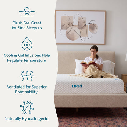 Matelas Lucid en mousse à mémoire de forme de luxe de 10 pouces