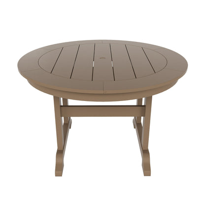 Ensemble de salle à manger d'extérieur Polytrends Laguna en PEHD, toutes saisons, avec table ronde et fauteuils (5 pièces)