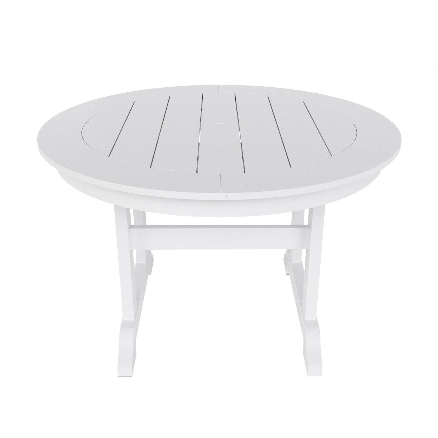Ensemble de salle à manger d'extérieur Polytrends Laguna en PEHD, toutes saisons, avec table ronde et fauteuils (5 pièces)