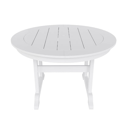 Ensemble de salle à manger d'extérieur Polytrends Laguna en PEHD, toutes saisons, avec table ronde et fauteuils (5 pièces)