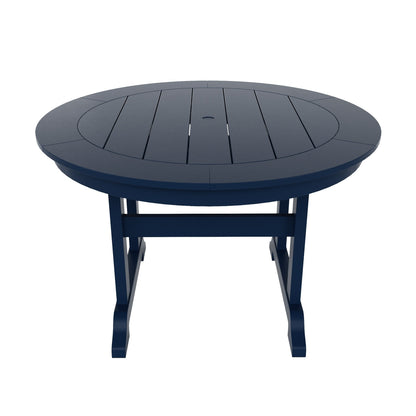Ensemble de salle à manger d'extérieur Polytrends Laguna en PEHD, toutes saisons, avec table ronde et fauteuils (5 pièces)