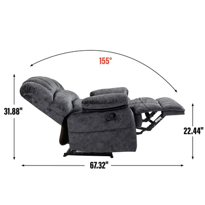 Grand fauteuil inclinable manuel pour adulte, canapé inclinable simple en tissu confortable, fauteuil inclinable rembourré pour salon