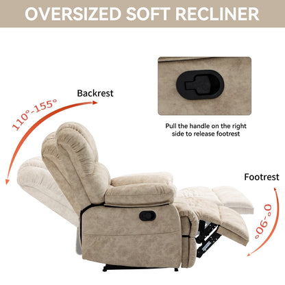 Grand fauteuil inclinable manuel pour adulte, canapé inclinable simple en tissu confortable, fauteuil inclinable rembourré pour salon