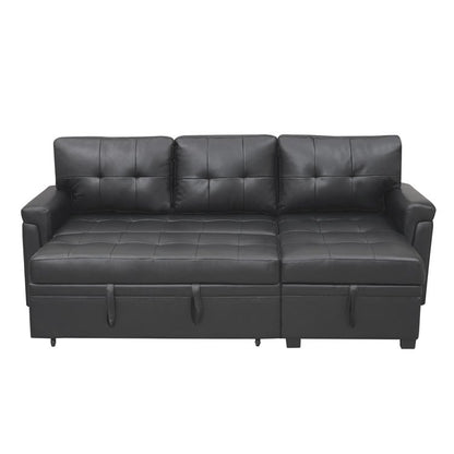 Canapé sectionnel convertible réversible avec lit gigogne, méridienne avec rangement dissimulé et pieds robustes
