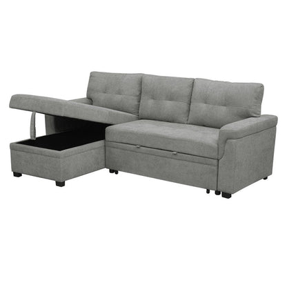 Canapé sectionnel convertible réversible avec lit gigogne, méridienne avec rangement dissimulé et pieds robustes