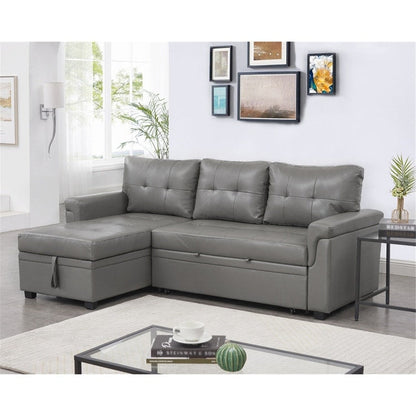 Canapé sectionnel convertible réversible avec lit gigogne, méridienne avec rangement dissimulé et pieds robustes