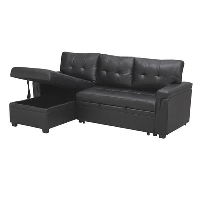 Canapé sectionnel convertible réversible avec lit gigogne, méridienne avec rangement dissimulé et pieds robustes