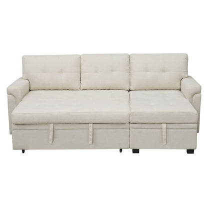 Canapé sectionnel convertible réversible avec lit gigogne, méridienne avec rangement dissimulé et pieds robustes