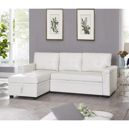 Canapé sectionnel convertible réversible avec lit gigogne, méridienne avec rangement dissimulé et pieds robustes