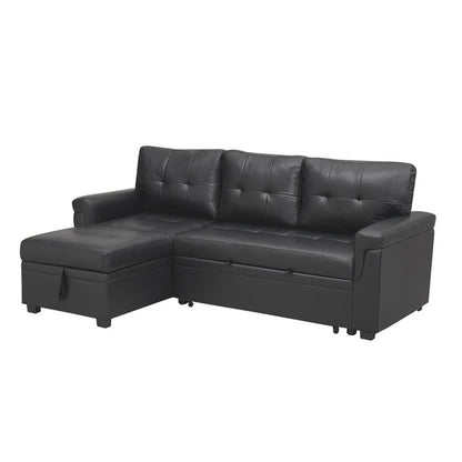 Canapé sectionnel convertible réversible avec lit gigogne, méridienne avec rangement dissimulé et pieds robustes