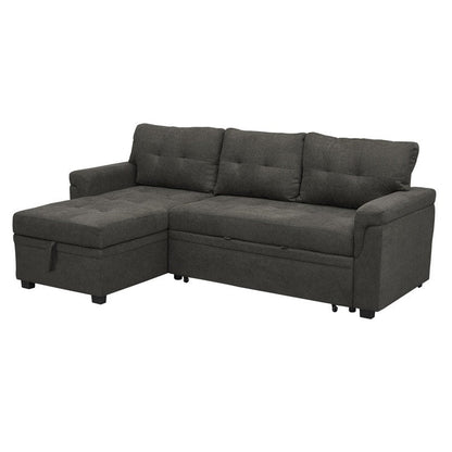 Canapé sectionnel convertible réversible avec lit gigogne, méridienne avec rangement dissimulé et pieds robustes
