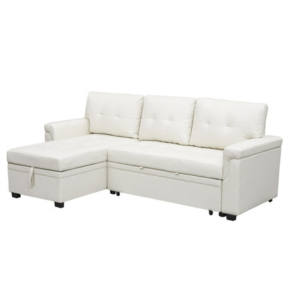 Canapé sectionnel convertible réversible avec lit gigogne, méridienne avec rangement dissimulé et pieds robustes