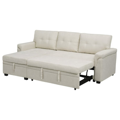 Canapé sectionnel convertible réversible avec lit gigogne, méridienne avec rangement dissimulé et pieds robustes