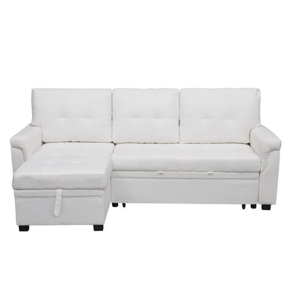Canapé sectionnel convertible réversible avec lit gigogne, méridienne avec rangement dissimulé et pieds robustes