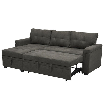 Canapé sectionnel convertible réversible avec lit gigogne, méridienne avec rangement dissimulé et pieds robustes