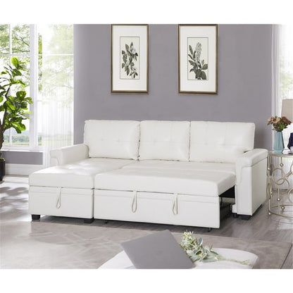 Canapé sectionnel convertible réversible avec lit gigogne, méridienne avec rangement dissimulé et pieds robustes