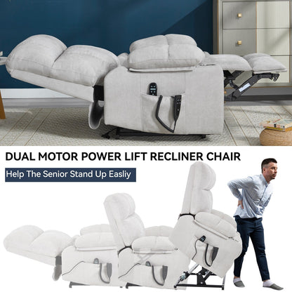 Fauteuil inclinable électrique Lazy Boy à double moteur en chenille avec massage et chauffage lombaire, deux porte-gobelets, gris-bleu
