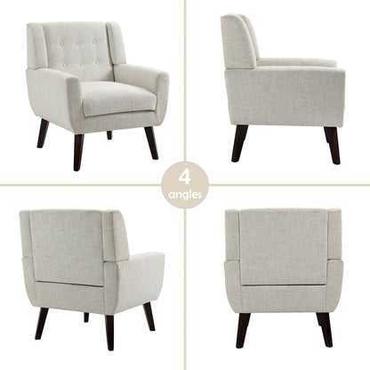 Fauteuil d'appoint moderne en tissu aspect coton/lin