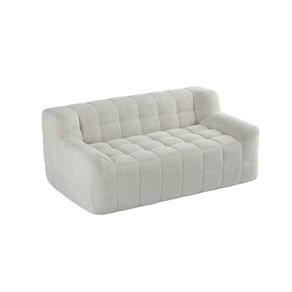 Canapé 2 places Liyasi à compression complète en velours litchi beige, aucun assemblage requis