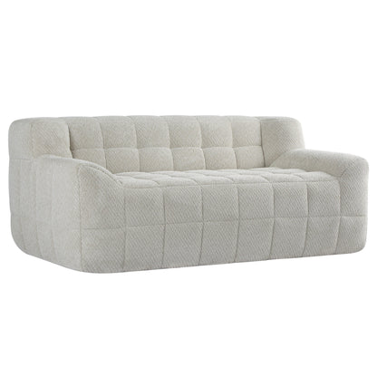 Canapé 2 places Liyasi à compression complète en velours litchi beige, aucun assemblage requis