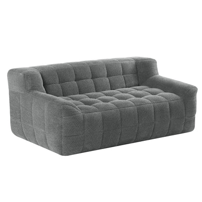 Canapé 2 places Liyasi à compression complète en velours litchi beige, aucun assemblage requis