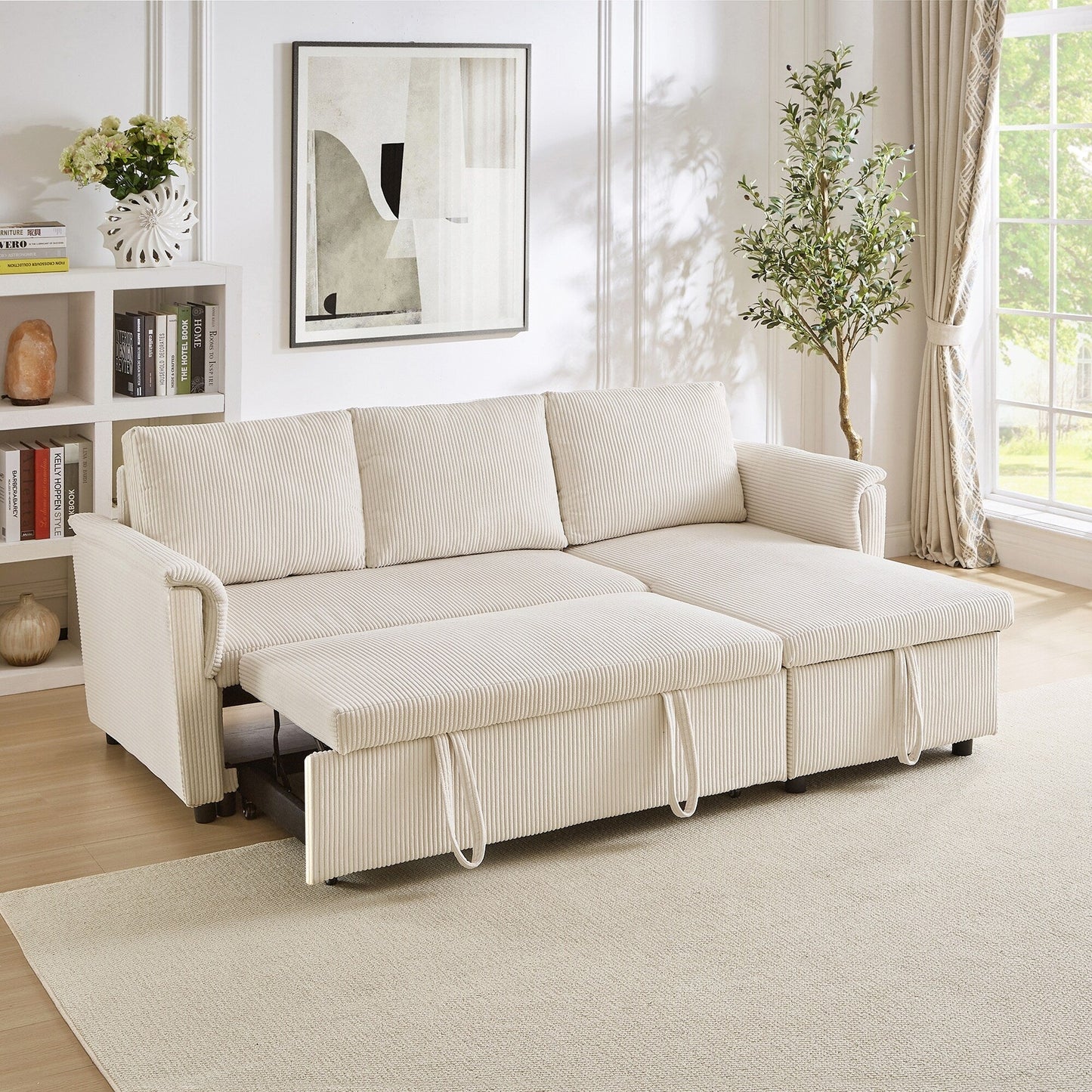 Canapé causeuse avec chaise longue Canapé convertible modulaire en L avec chaise longue de rangement