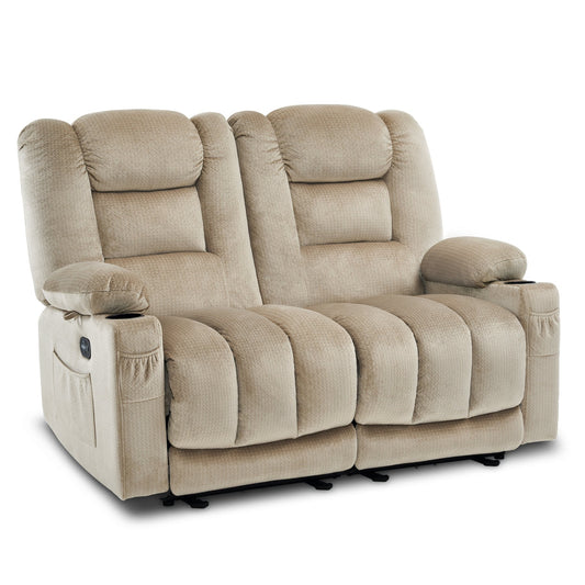 Canapé inclinable électrique MCombo avec chauffage et massage, tissu PR648