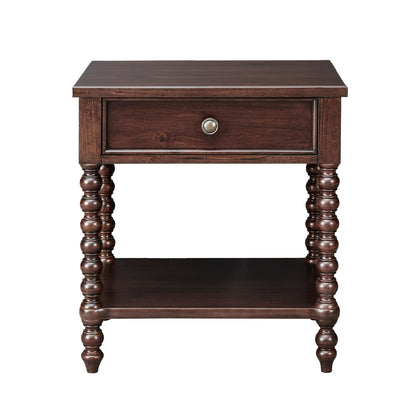 Table de chevet Madison Park Signature Beckett en bois tourné avec tiroir et étagère