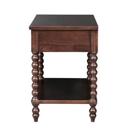 Table de chevet Madison Park Signature Beckett en bois tourné avec tiroir et étagère