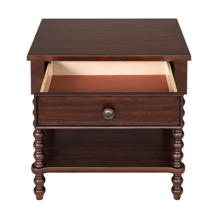 Table de chevet Madison Park Signature Beckett en bois tourné avec tiroir et étagère