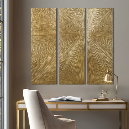 Ensemble de 3 triptyques muraux en résine dimensionnelle peints à la main Madison Park Signature Sunburst