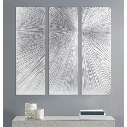 Ensemble de 3 triptyques muraux en résine dimensionnelle peints à la main Madison Park Signature Sunburst