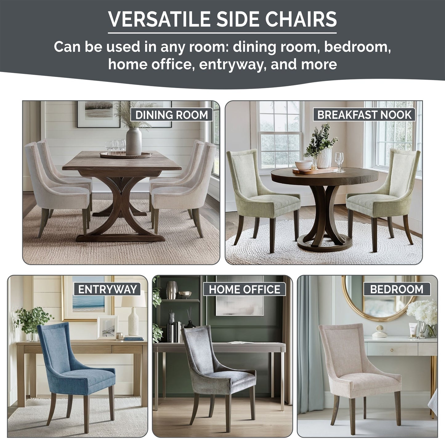 Chaises de salle à manger rembourrées Madison Park Signature Ultra avec pieds en bois (lot de 2) - N/A
