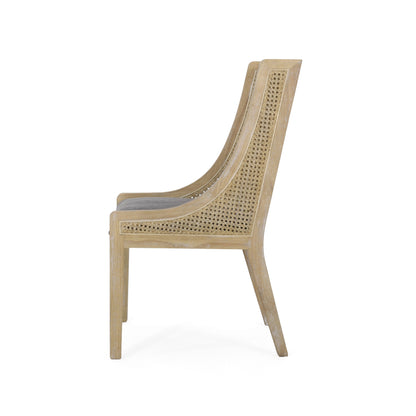 Chaises de salle à manger rembourrées en rotin et bois Maurers (lot de 2) par Christopher Knight Home