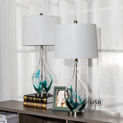 Lampes de table USB en verre (lot de 2) Lampe de chevet moderne