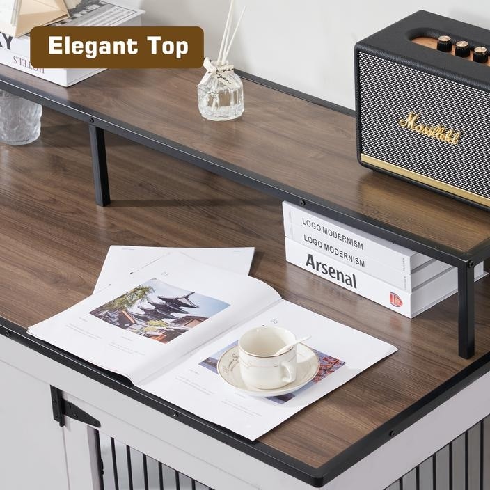 Meuble TV pour cage à chien Mcombo, grand format, niche en bois avec doubles portes, modèle 1861