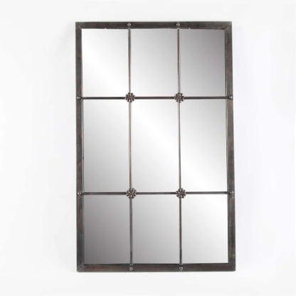 Miroir mural décoratif en métal brun rustique avec cadre en métal brun rustique - 37,75 H x 23,8 L x 1 P