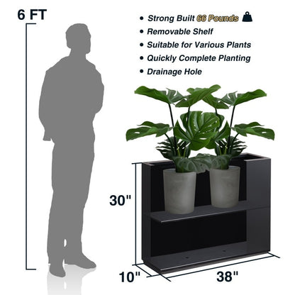 Jardinière métallique robuste pour plantes d'extérieur, 96 x 25 x 76 cm (L x l x H) - 96 x 76 x 25 cm (l x l x H)