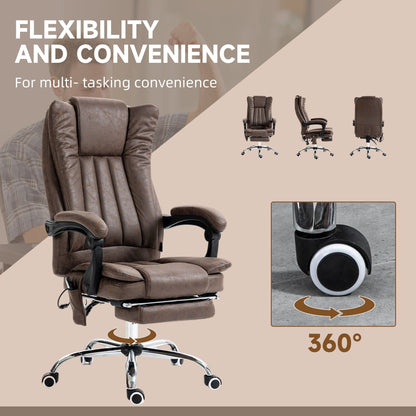 Fauteuil de bureau ergonomique, inclinable et massant en microfibre, avec dossier haut et chauffage, repose-pieds et télécommande