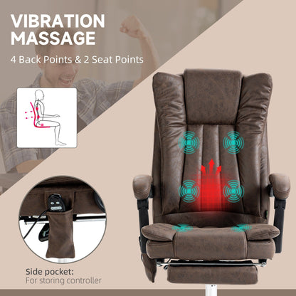 Fauteuil de bureau ergonomique, inclinable et massant en microfibre, avec dossier haut et chauffage, repose-pieds et télécommande