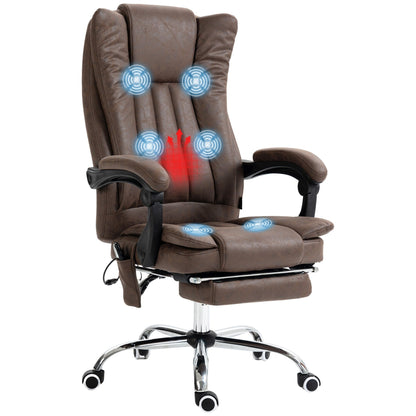 Fauteuil de bureau ergonomique, inclinable et massant en microfibre, avec dossier haut et chauffage, repose-pieds et télécommande