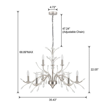 Lustre en cristal style bougie style rétro avec branches d'arbres