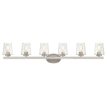 Applique de salle de bain moderne à 6 LED à intensité variable de style milieu du siècle avec verre artistique - 51 pouces