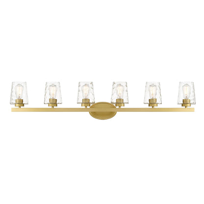 Applique de salle de bain moderne à 6 LED à intensité variable de style milieu du siècle avec verre artistique - 51 pouces