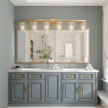 Applique de salle de bain moderne à 6 LED à intensité variable de style milieu du siècle avec verre artistique - 51 pouces