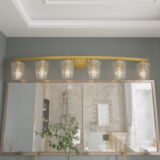 Applique de salle de bain moderne à 6 LED à intensité variable de style milieu du siècle avec verre artistique - 51 pouces