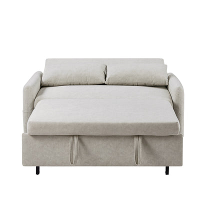 Canapé-lit 2 places moderne en microfibre avec dossier réglable, poches de rangement, 2 oreillers moelleux et ports USB.