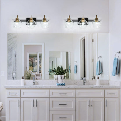 Appliques murales modernes à 3/4 lumières pour salle de bain, à intensité variable, avec abat-jour en verre