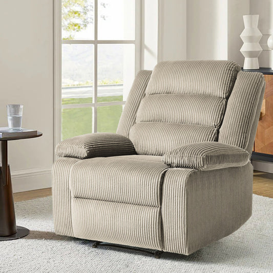 Fauteuil inclinable manuel moderne en velours côtelé, fauteuil inclinable réglable avec accoudoirs larges