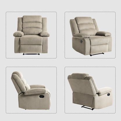 Fauteuil inclinable manuel moderne en velours côtelé, fauteuil inclinable réglable avec accoudoirs larges